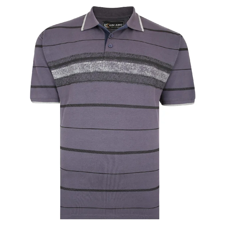 Kam (KBS5444) Kbs Mens Big Size Distressed Stripe Print Polo in 2XL-8XL