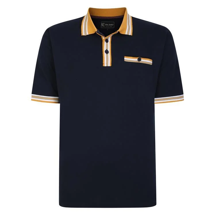 KAM Men's KBS 5473 Short Sleeve Pique Tipped Polo in 2 Colours, 2XL to 8XL