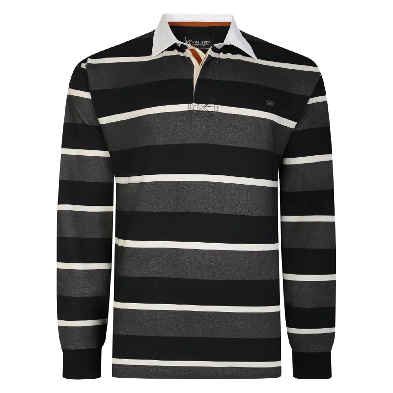 KAM Men's KBS 5479 Long Sleeve Striped Rugby Polo in 2 Colours, 2XL to 8XL