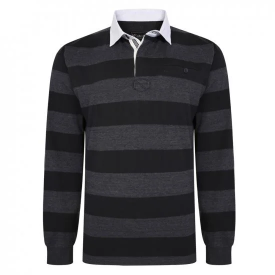 KAM Mens Plus Size LS Stripe Rugby Polo (KBS5460) in 2 Colour Options 1XL to 8XL