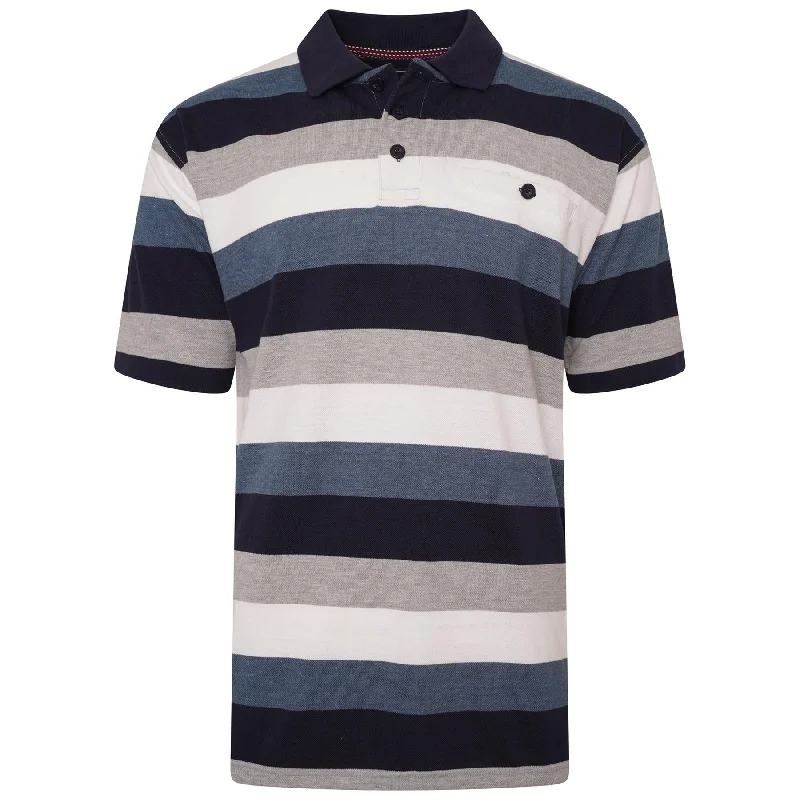 KAM Mens Plus Size Pique Engineered Multi Stripe Polo in 2 Colour Options 2XL to 8XL