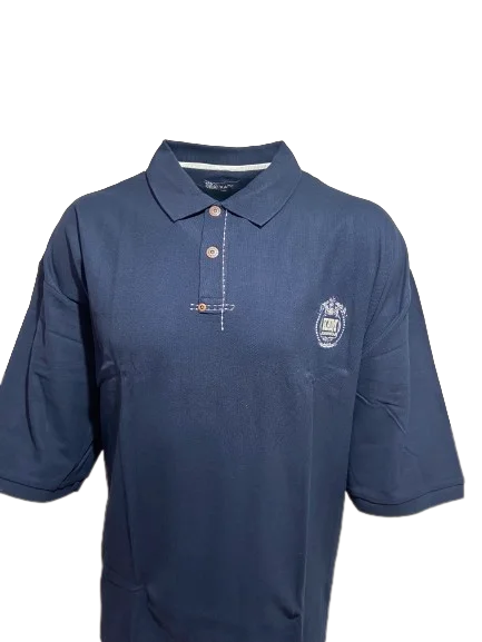 KAM PURE COTTON PIQUE POLO SHIRT WITH FRONT BADGE & STITCHING DETAILS IN NAVY "5027" IN SIZE 7XL TO 8XL