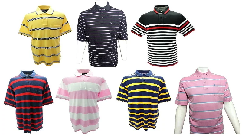 Louie James Men's Cotton Rich Striper Polo Size 2XL-6XL, 7 Colours