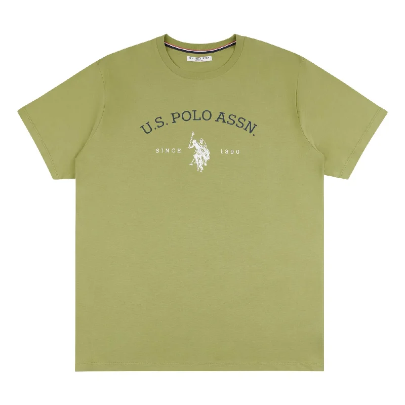 Men U.S. Polo Assn. Uspa Graphic Pure Cotton T-Shirt In Mosstone