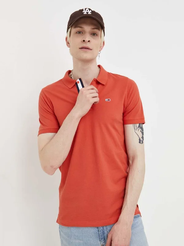 Signature Placket Slim Fit Polo in Red