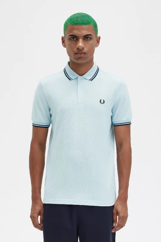 Twin Tipped Fred Perry Polo in Ice Blue