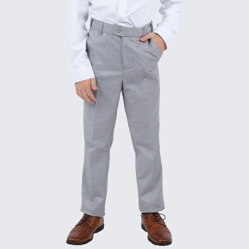 Boy's Light Gray Slim Fit Pants for Kids Teen Children - Wedding