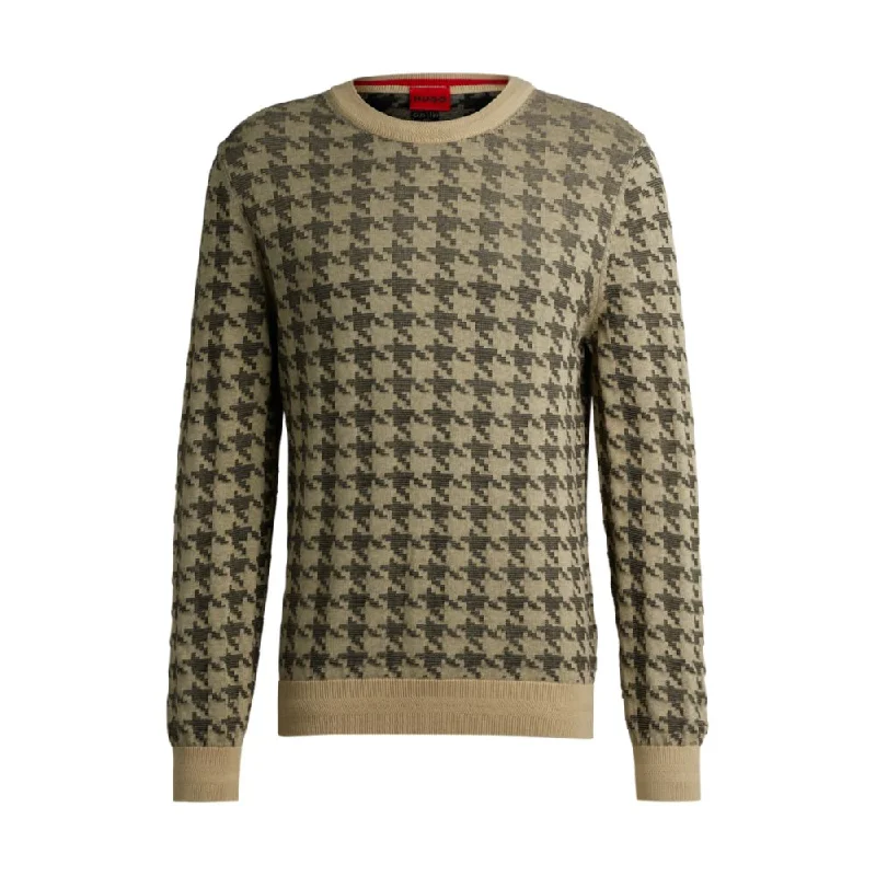 Houndstooth check sweater in cotton