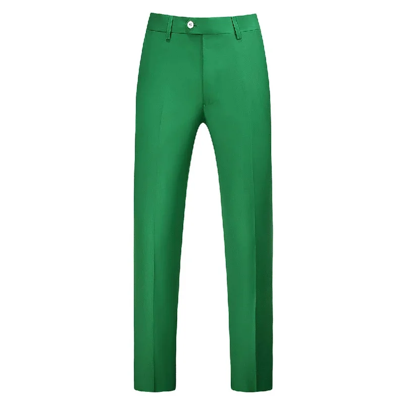 YFFUSHI Mens Flat Front Pants Slim Fit Premium Comfort Dress Trousers Green