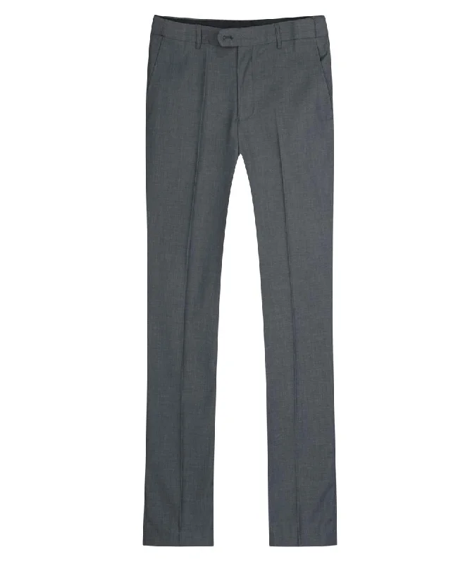 YFFUSHI Mens Slim Fit Straight Flat Adjustable Waist Suit Pants Dark Grey