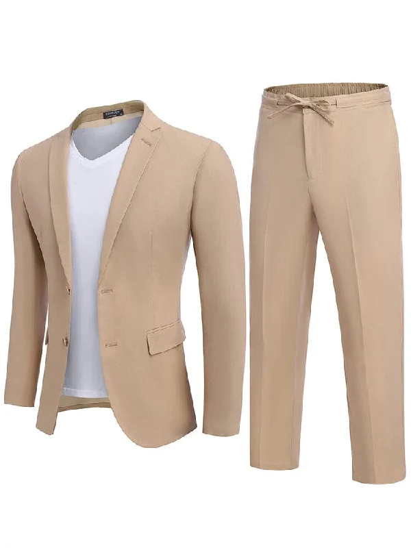 Casual Linen Blend 2-Piece Suit Sets (US Only)