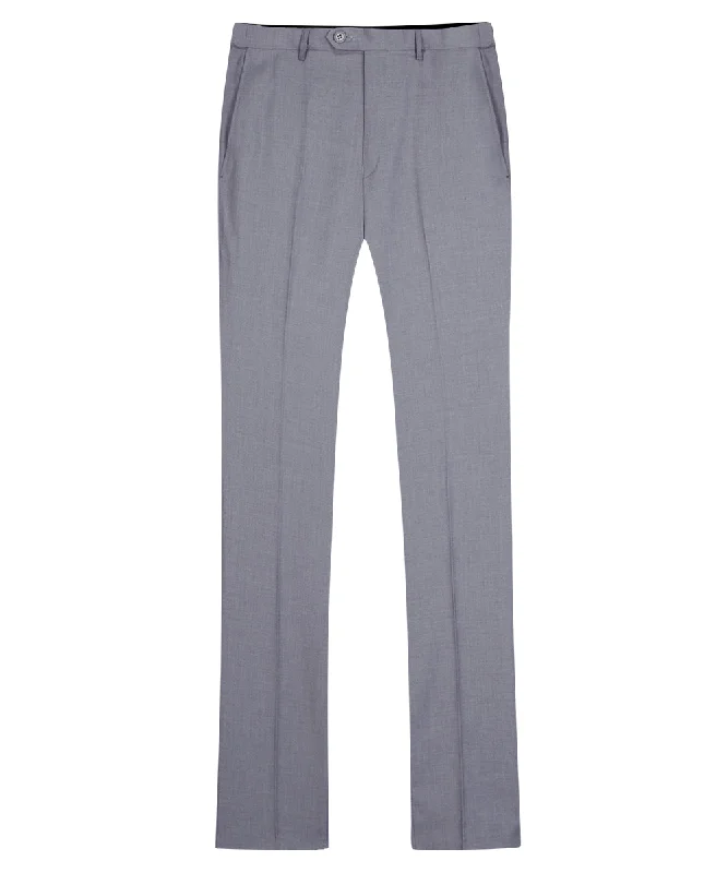 YFFUSHI Mens Slim Fit Straight Flat Adjustable Waist Suit Pants Light Grey