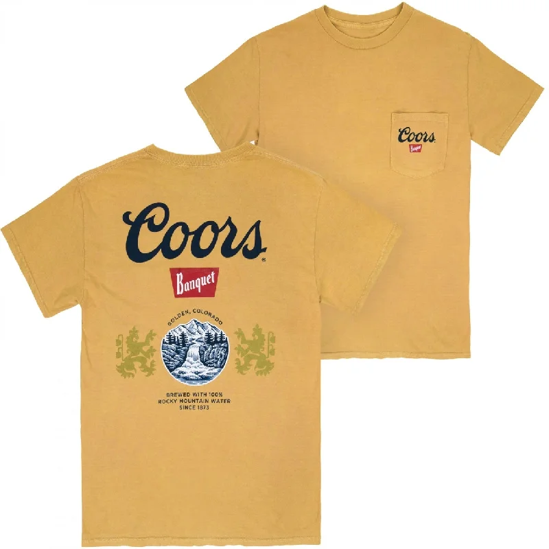 Coors Banquet Old Gold Front And Back Print Pocket Tee