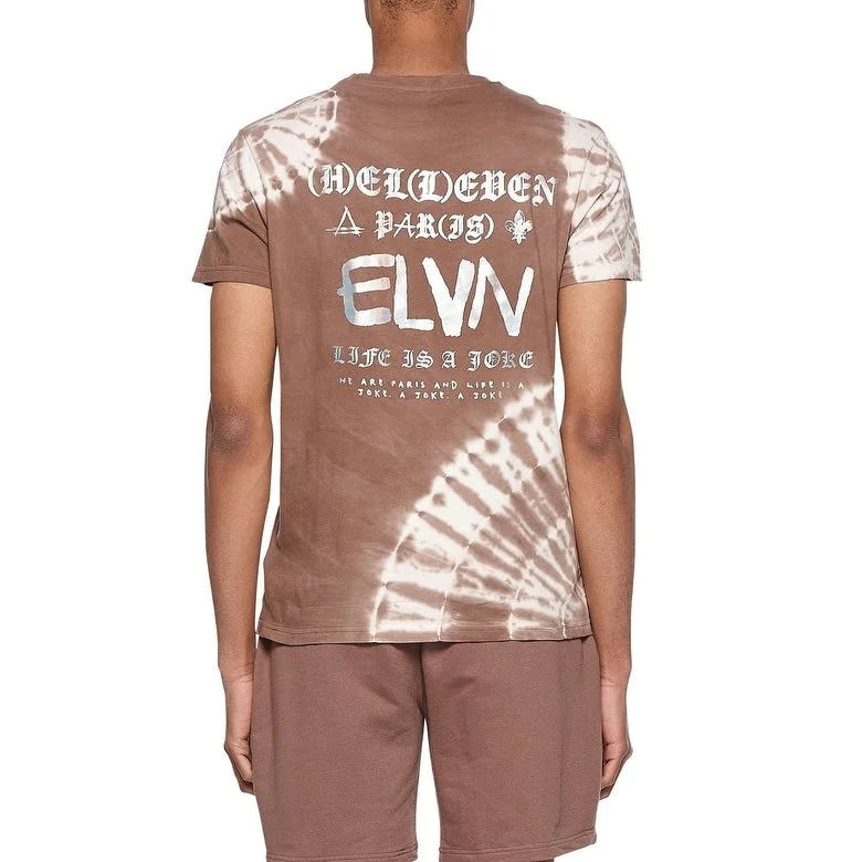 Elevenparis Men's Tie Dye Cotton Graphic Tee Brown