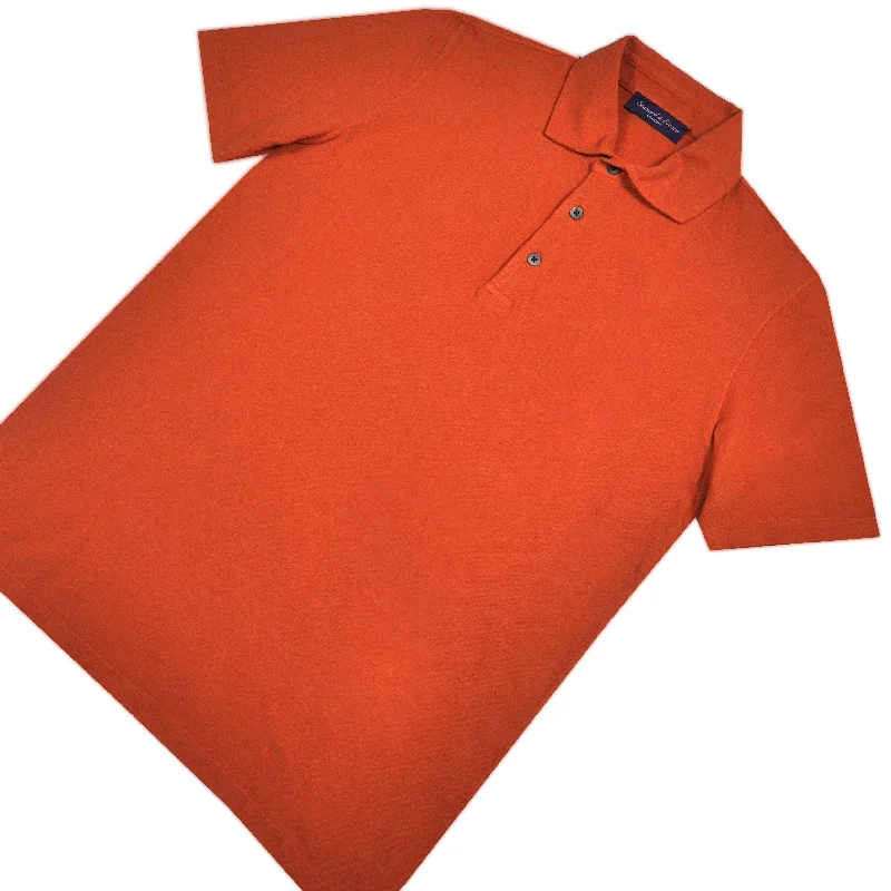 Fine Pique Cotton Polo Shirt in Rusty Orange