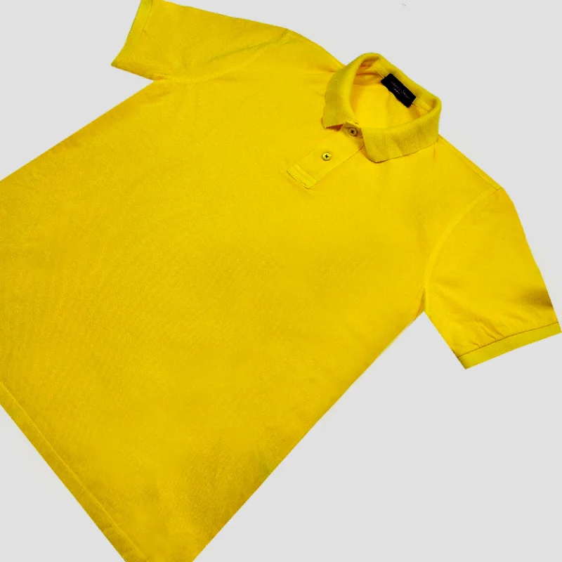 Fine Pique Cotton 2 Button Polo Shirt in Summer Yellow