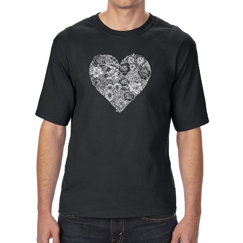 LA Pop Art Men's Tall Word Art T-shirt - Heart Flowers