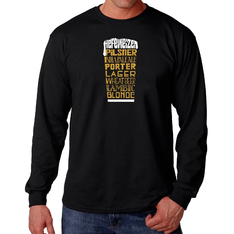 LA Pop Art Men's Word Art Long Sleeve T-shirt - Styles of Beer