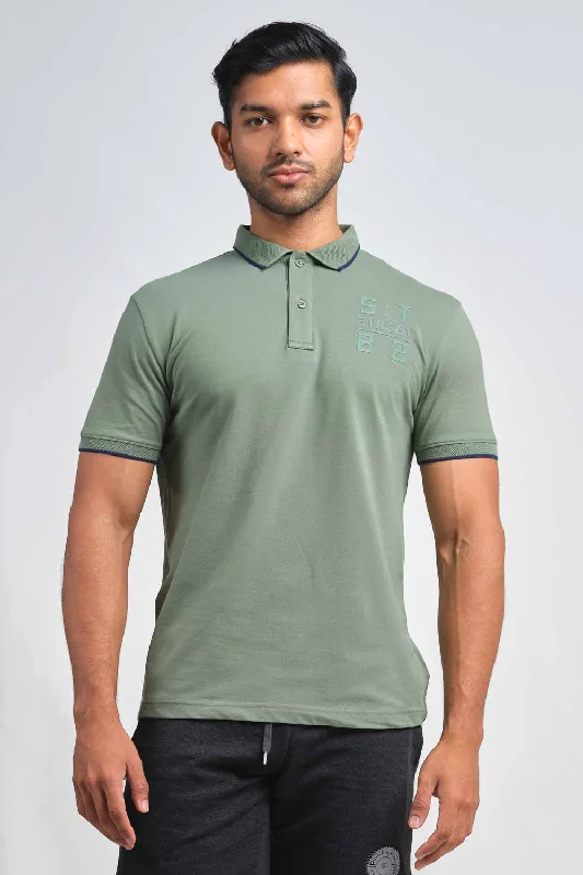 Right chest large ST82 silicon print - Luxury Premium cotton, Slim fit polo T-shirt