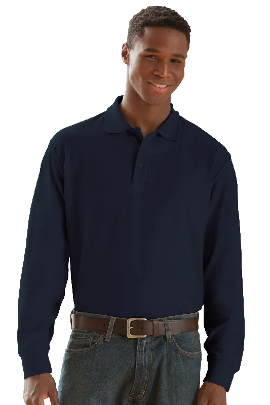 Long Sleeve Soft-Blend Double-Tuck Pique Polo