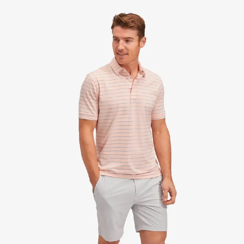 Mizzen + Main Versa Peach Blue Horizontal Stripe Polo