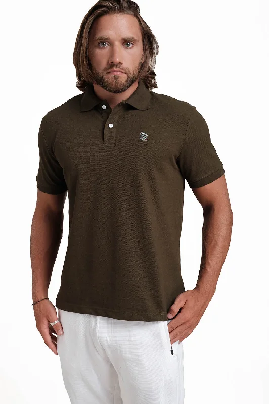 Polo Olive Green T-shirts with Front Embroidery, Solid pique fabric