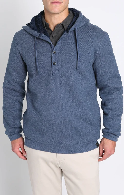 Sherpa Lined Ultra Soft Ribbed Hooded Henley