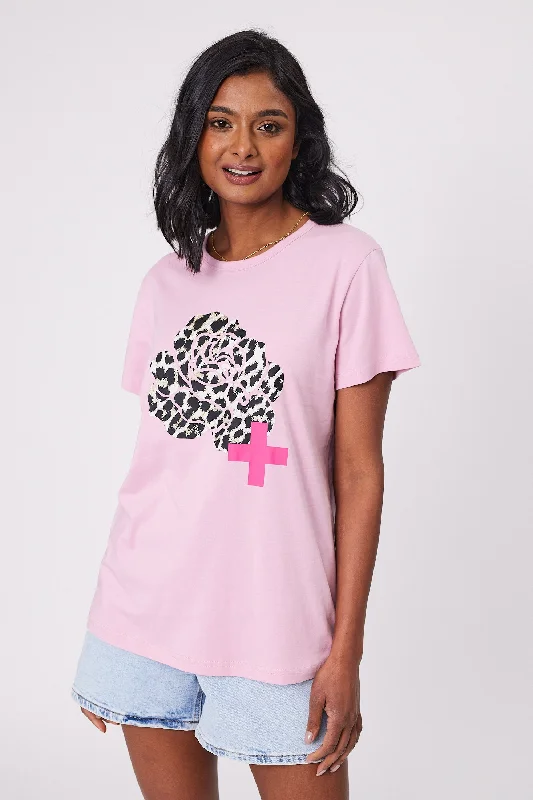 Stella + Gemma T-Shirt Pink With Leopard Rose