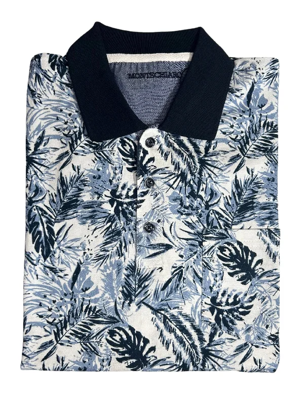 TROPICAL LEAF PATTERN POLO