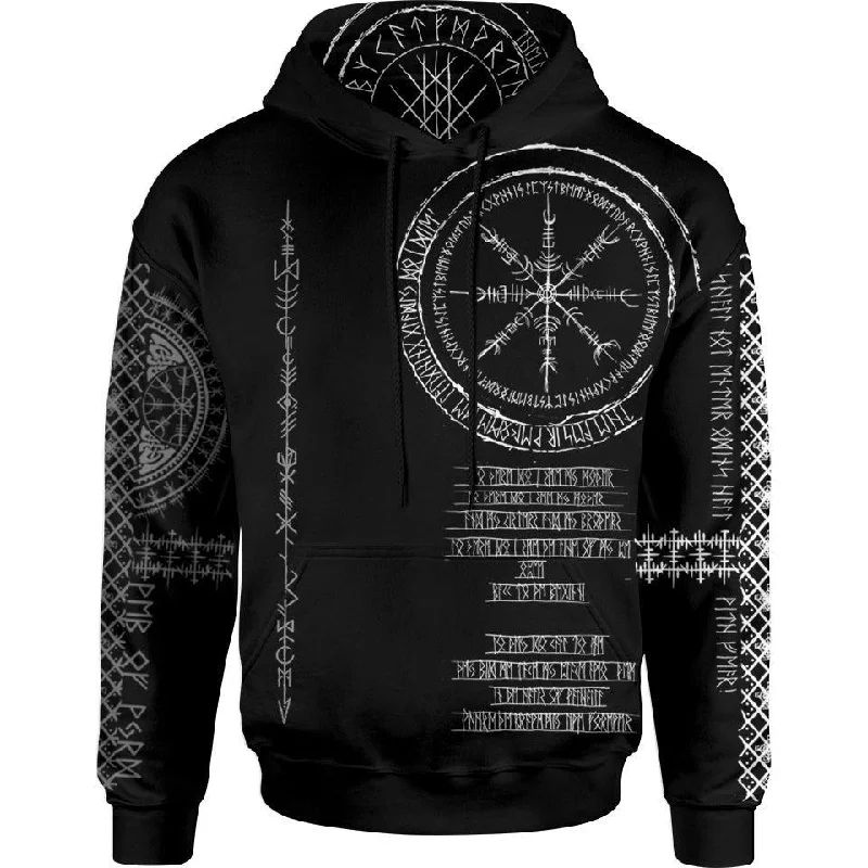 Viking Runes Pullover Hoodie - Black Edition